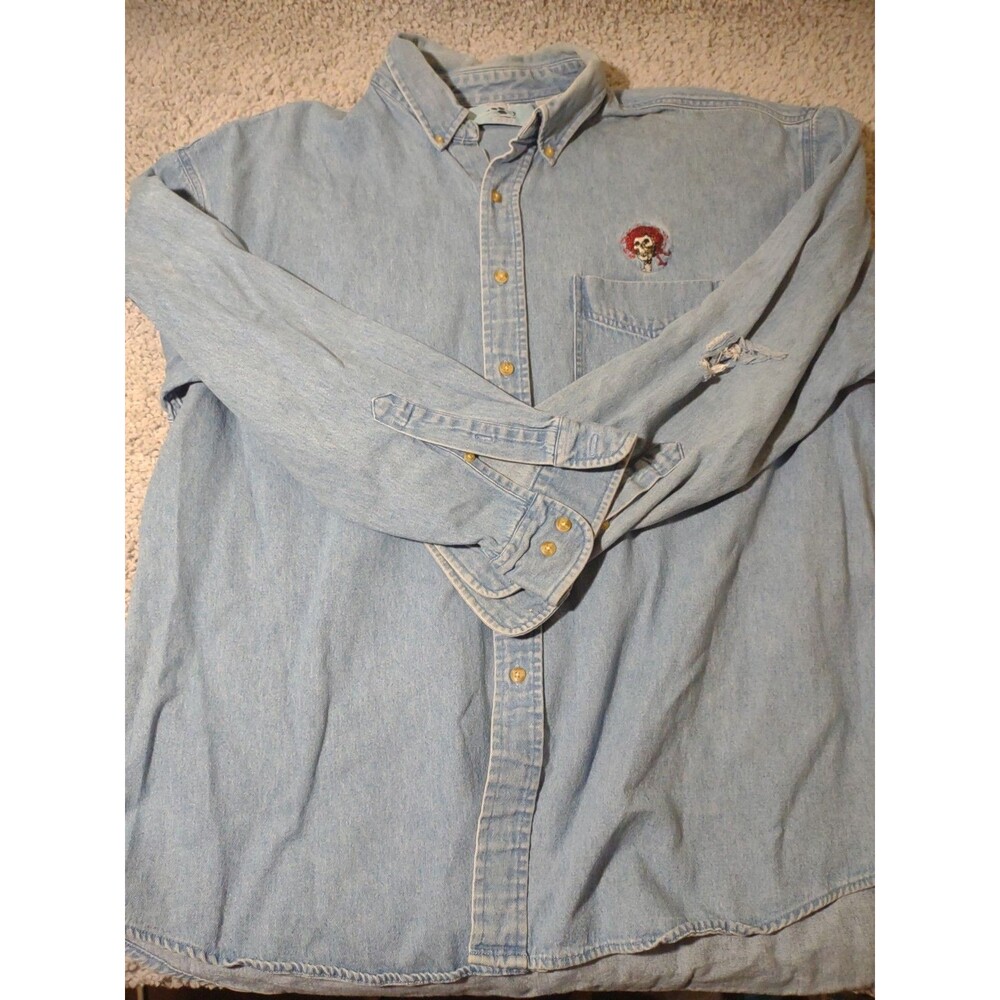 Grateful Dead Mouse Studio Stanley Mouse Denim Button Up XL Embroidered